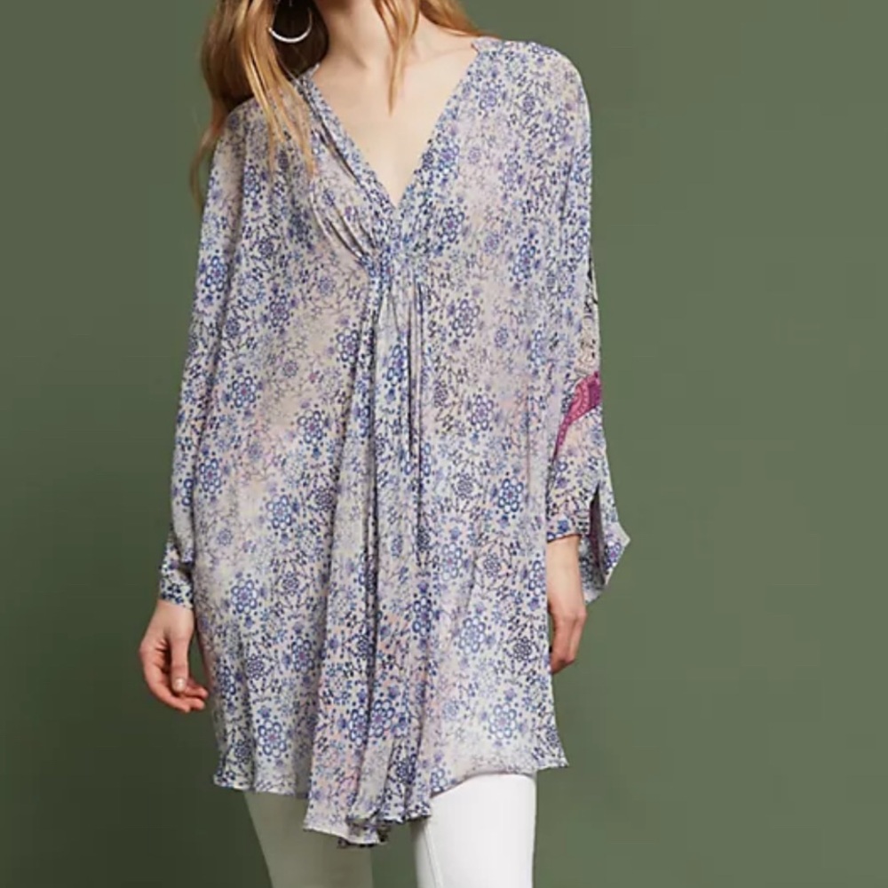 Anthropologie Floreat Floral Georgette Poncho